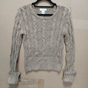 Calvin Klein Women Long Sleeve Knitted Jumper Light Brown Size S Scoop